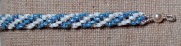 Pulsera duos de cristal y rocalla Japonesa Azul y Blanco